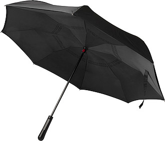 Automatic, reversible, twin-layer umbrella