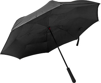 Automatic, reversible, twin-layer umbrella