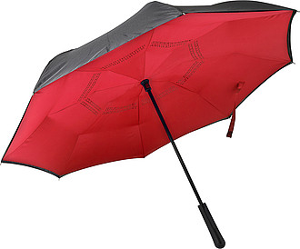 Automatic, reversible, twin-layer umbrella