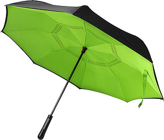 Automatic, reversible, twin-layer umbrella
