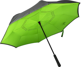 Automatic, reversible, twin-layer umbrella