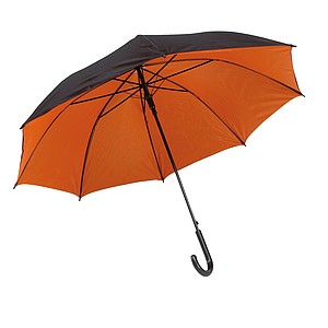 Automatic stick umbrella "Doubly" with metal shaft,colour black, orange