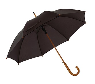 Automatic wooden stick umbrella "Tango" with polyester canopy,colour black