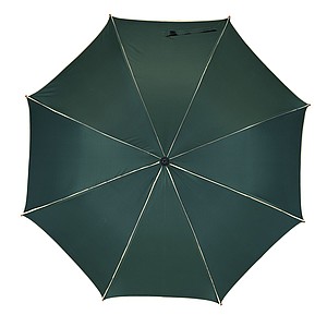 Automatic wooden stick umbrella with colour-matching piping,colour dark green, beige