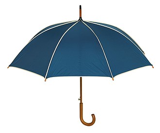 Automatic wooden stick umbrella with colour-matching piping,colour navy blue, beige
