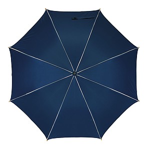 Automatic wooden stick umbrella with colour-matching piping,colour navy blue, beige