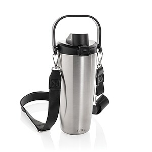 Avira Ayala RCS re-steel duosip lockable crossbody tumbler, silver