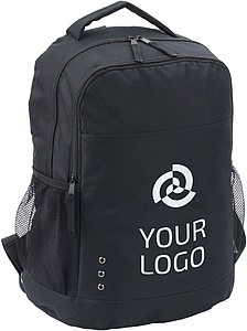 Backpack in a 600d polyester. Black