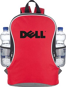 Backpack with side compartments, red