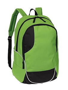 Backpack, zippered main compartment,colour black, light green