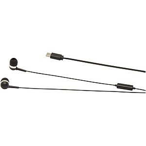 Baekdu wired Type-C headset with recycled plastic storage box, solid black