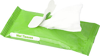 Bag with 10 wet tissues.White