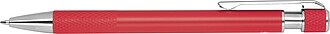 Ball pen with patterned grip zone, red