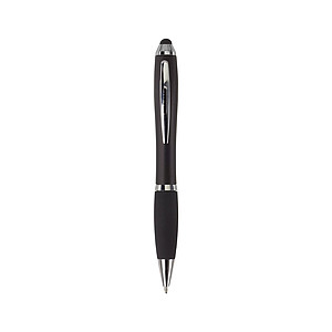 Ballpen with black ink and rubber tip. Black