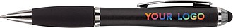 Ballpen with black ink and rubber tip. Black