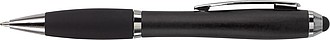 Ballpen with black ink and rubber tip. Black