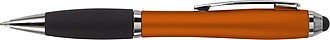 Ballpen with black ink and rubber tip. Orange