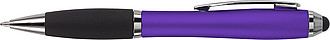 Ballpen with black ink and rubber tip. Purple