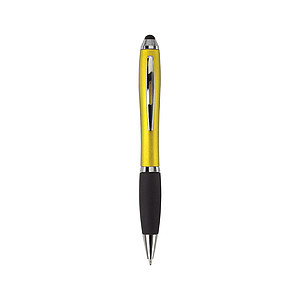 Ballpen with black ink and rubber tip. Yellow