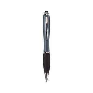 Ballpen with black rubber grip and stylus