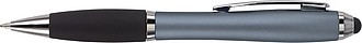 Ballpen with black rubber grip and stylus