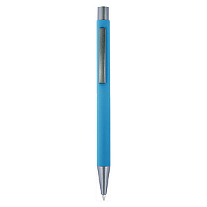 Ballpen with rubber finish. The tip, top and clip match each other with a dark grey colour.