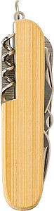Bamboo 9-piece pocket knife with key ring.