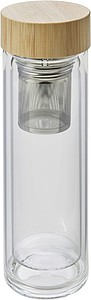 Bamboo and glass double walled thermos bottle (420 ml)
