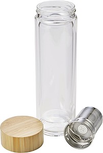 Bamboo and glass double walled thermos bottle (420 ml)