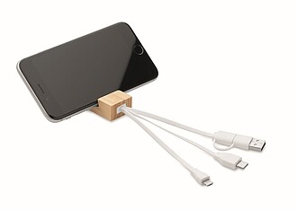 Bamboo key ring with phone stand
