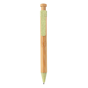 Bamboo pen with wheatstraw clip
