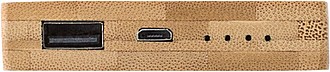 Bamboo power bank with a capacity of 4.000 mAh