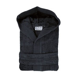 Bathrobe DeLuxe Hooded velour, 450 gr./m2, Anthracite L/XL