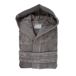Bathrobe DeLuxe Hooded velour, 450 gr./m2, Taupe L/XL