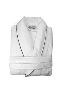 Bathrobe DeLuxe velour, 450 gr./m2, White / Anthracite Piped S/M