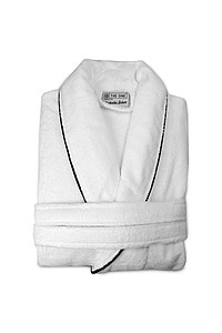 Bathrobe DeLuxe velour, 450 gr./m2, White / Black Piped XXL/3XL