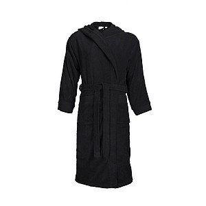 Bathrobe Hooded Black, S/M, 420 gr/m2