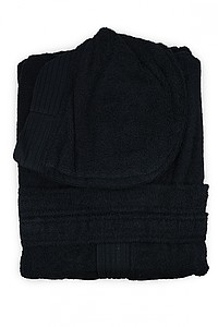 Bathrobe Hooded Black, S/M, 420 gr/m2