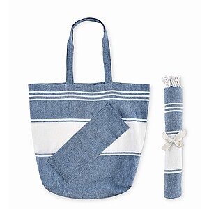 Beach bag with hammam towel, blue