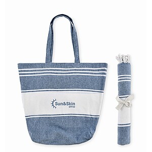 Beach bag with hammam towel, blue