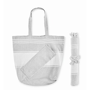 Beach bag with hammam towel, grey