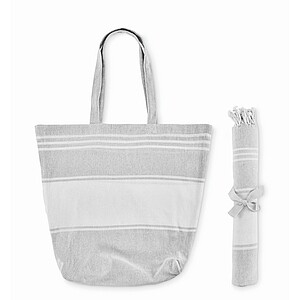 Beach bag with hammam towel, grey