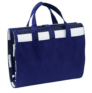 Beach mat "Marina" with inflatable cushion as bag,colour white, blue
