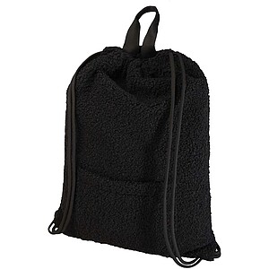 Bear GRS recycled sherpa drawstring backpack 9L, solid black