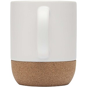 Billie 300 ml ceramic mug with cork details and matt finish, white