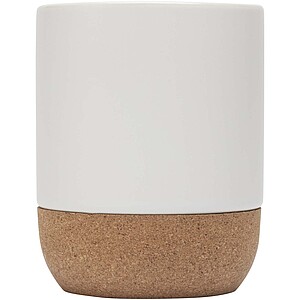 Billie 300 ml ceramic mug with cork details and matt finish, white