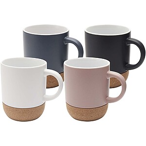 Billie 300 ml ceramic mug with cork details and matt finish, white