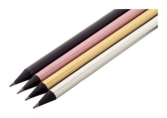 Black wood lead pencil in metallic finish, black