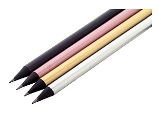 Black wood lead pencil in metallic finish, gold