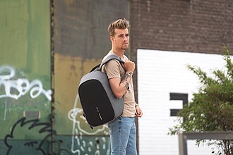 Bobby Hero Regular, Anti-theft backpack,grey, black
